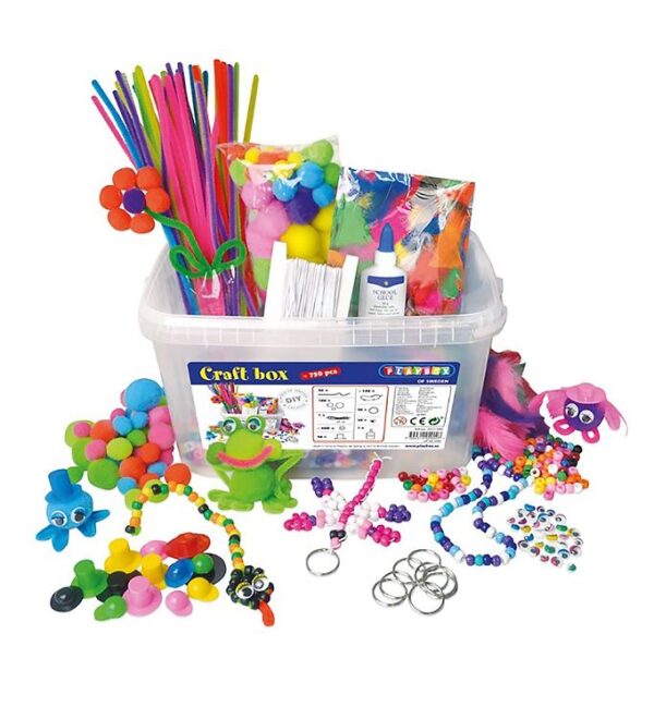 Playbox Multi Krea Boks - 740 Dele - Piberenser/Fjer/Perler/Øjne