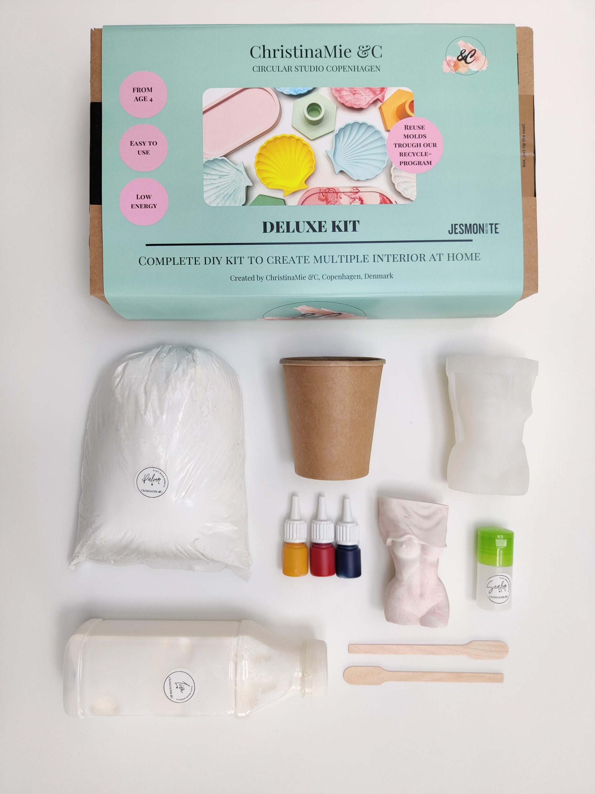 DIY DELUXE kit: DIY Jesmonite krea kit med lille kvindevase