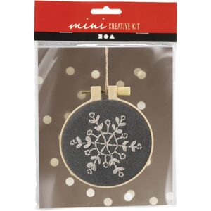 Mini DIY Kit Broderi, Snefnug, grå, 1 pk.