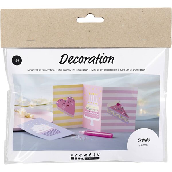 Mini DIY Kit Dekoration, Kager, pastelgul, pastellilla, pastelpink, 1 pk.