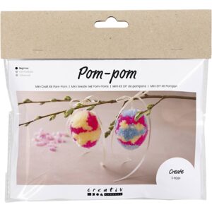 Mini DIY Kit Pompon, Æg, colorful, 1 pk.