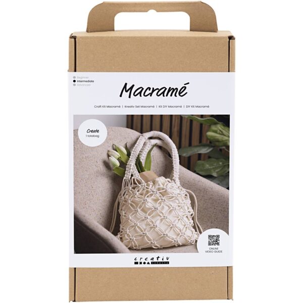 DIY Kit Macramé, Taske, hvid, 1 pk.