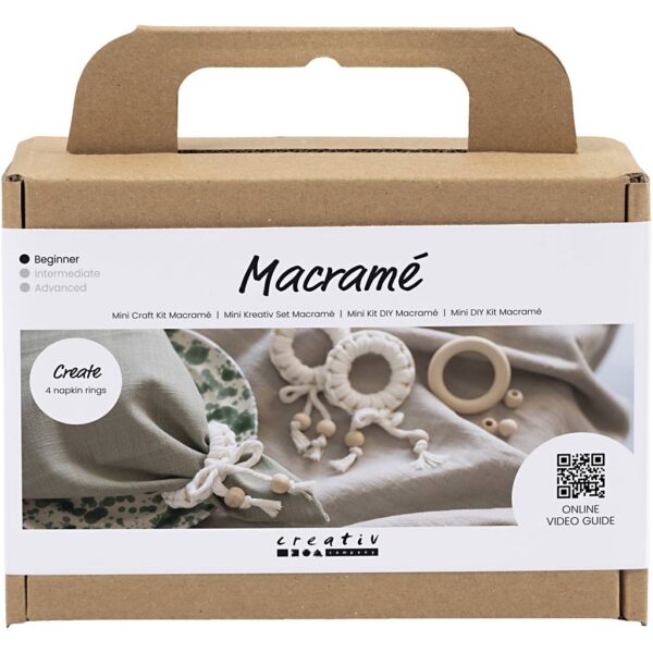 Mini DIY Kit Macramé, Servietring, off white, 1 pk.