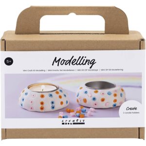 Mini DIY Kit Modellering, Lysestager, hvid, 1 pk.