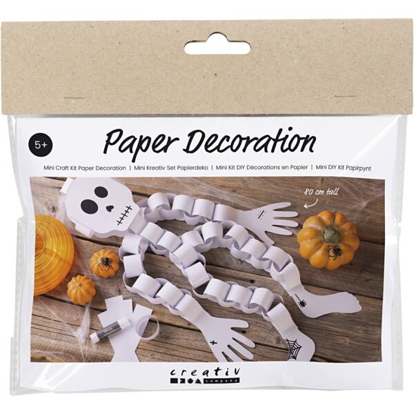 Mini DIY Kit Papirpynt, Skelet, sort/hvid, 1 pk.