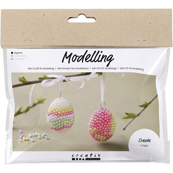 Mini DIY Kit Modellering, Perleæg, pastelfarver, 1pk./ 1 pk.